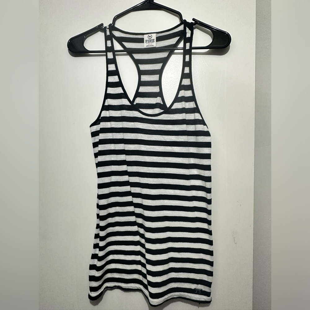 Black and White Striped Racerback Tank